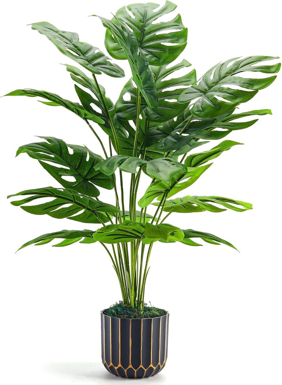 28in Artificial Monstera Plant Tall Faux Indoor Outdoor Decorative Plant